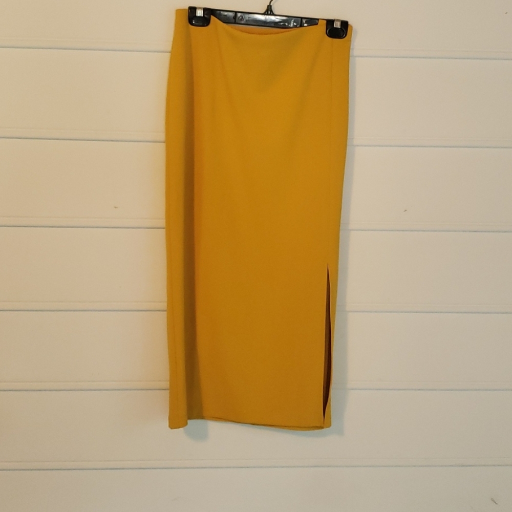 Long Mustard skirt with Split.